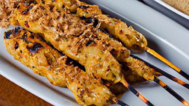 Satay de frango com molho de amendoim