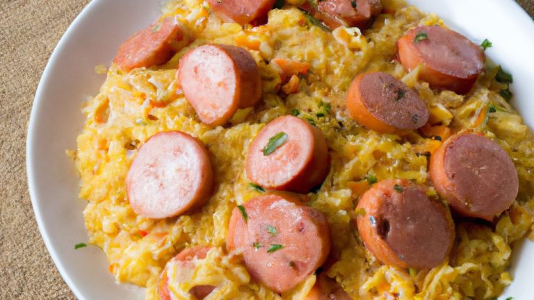 Arroz com linguiça de frango e palmito