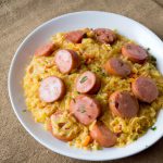 Arroz com linguiça de frango e palmito