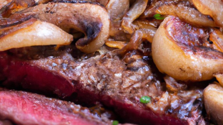 Bife no forno com molho de cogumelos