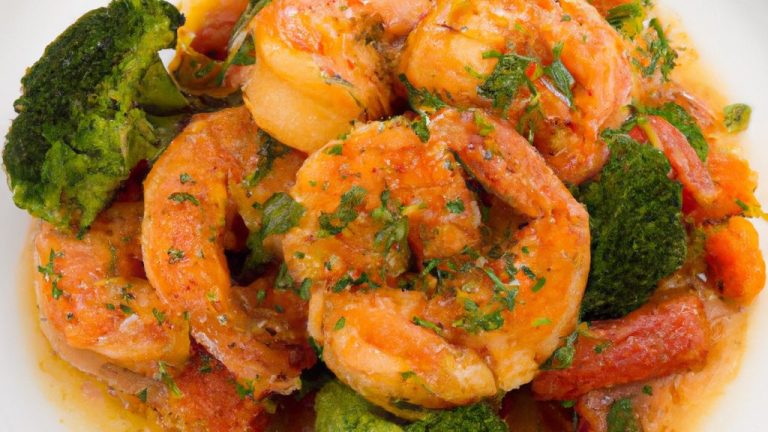 Camarão com legumes salteados