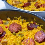 Arroz com frango e linguiça tipo paella