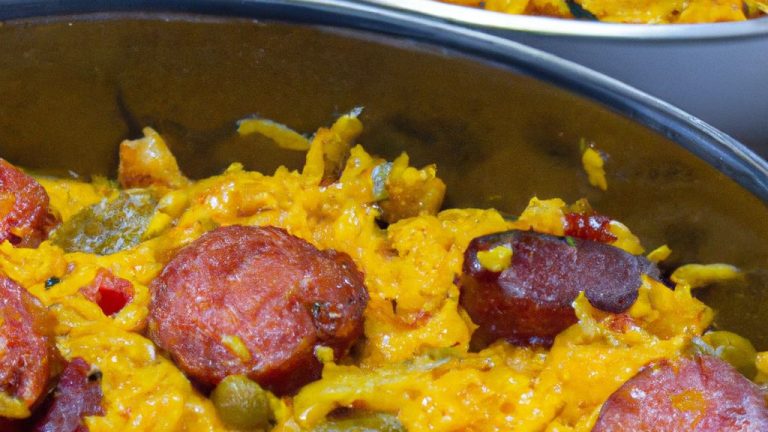 Arroz com frango e linguiça tipo paella