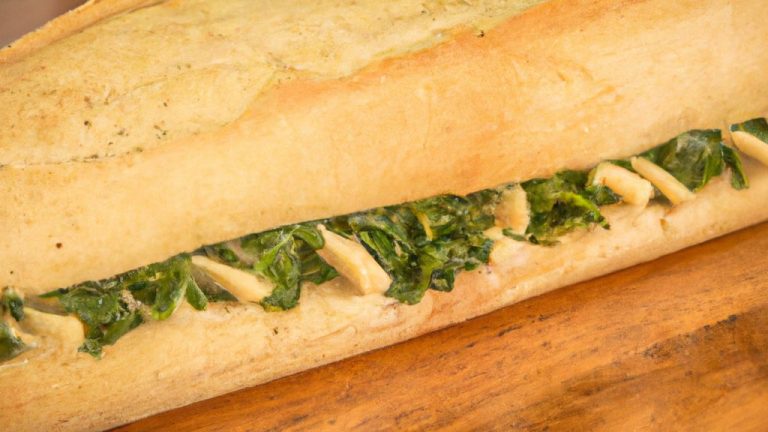 Baguete recheada de espinafre