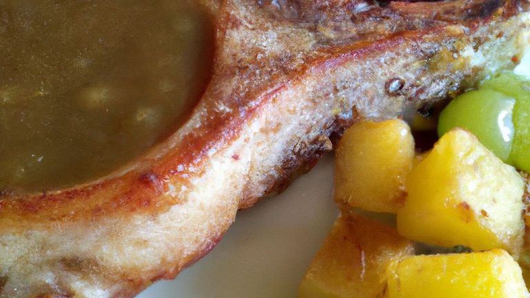 Bisteca de porco com molho de pera