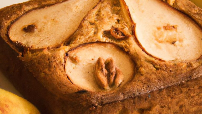 Bolo de aveia com pera e nozes