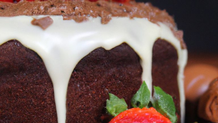Bolo de chocolate com recheio de morango