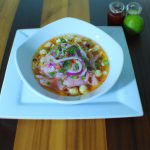 Ceviche de camarão e atum