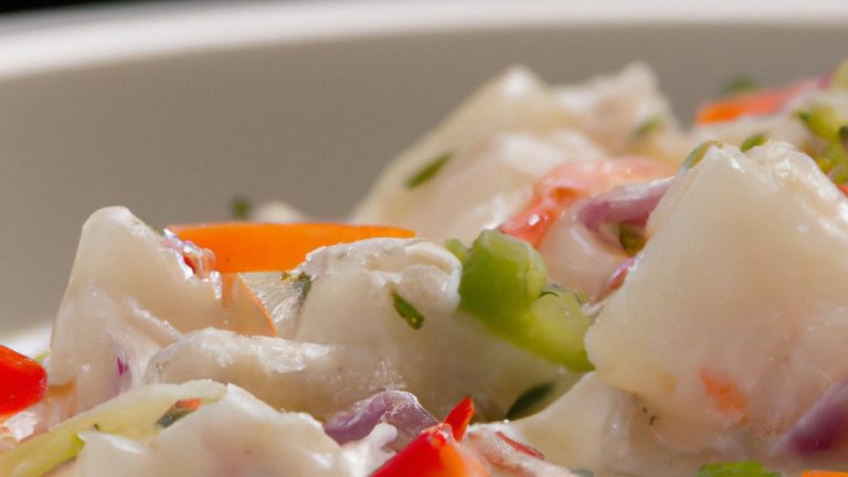Ceviche de peixe branco com leite de coco