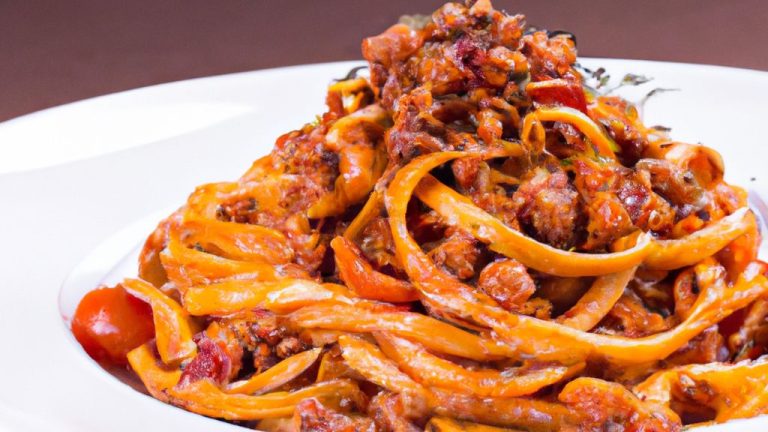 Espaguete light com ragu de peru
