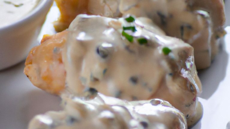 Filé de frango com creme de cebola e maionese