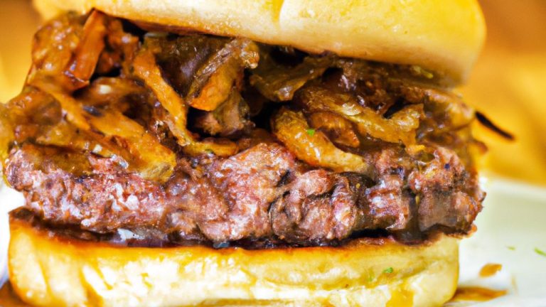 Hambúrguer com cebola caramelizada
