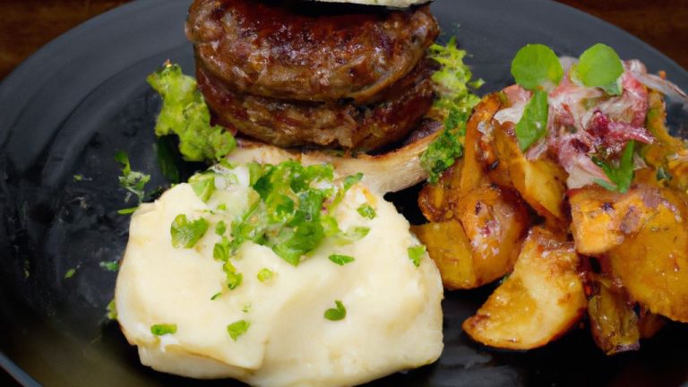 Hambúrguer especial com purê de batatas