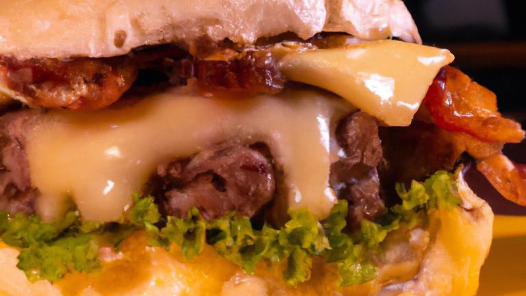 Hambúrguer recheado com queijo e bacon