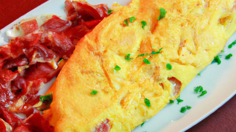 Omelete recheada com presunto e queijo