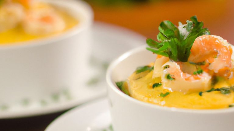 Polenta cremosa com camarão