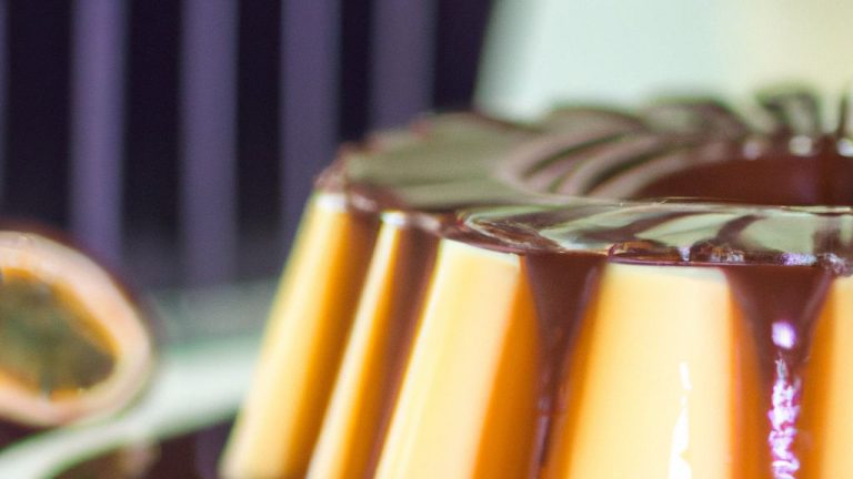 Pudim de chocolate branco e maracujá