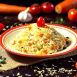 Arroz com açafrão, tomate seco e mussarela