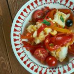 Bacalhau com Salsa de Alho, Salsinha e Peperonata