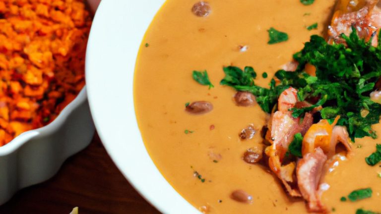 Receita de Camarões, lulas e salmão ao creme de lentilhas