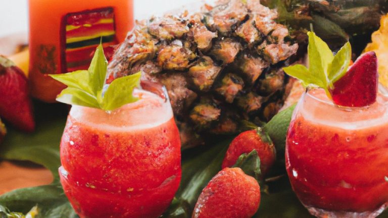 Receita de Coquetel de morango e pêssego