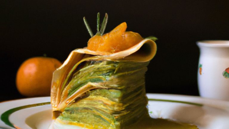 Receita de Crepe de pistache ao molho de laranja