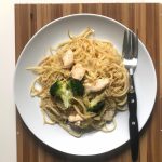Espaguete com Brócolis e Frango