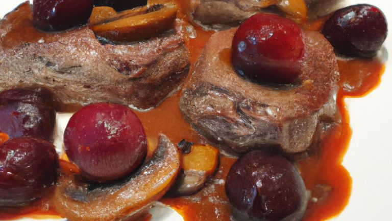 Receita de Filé Mignon Recheado com Cogumelos ao Molho de Uvas