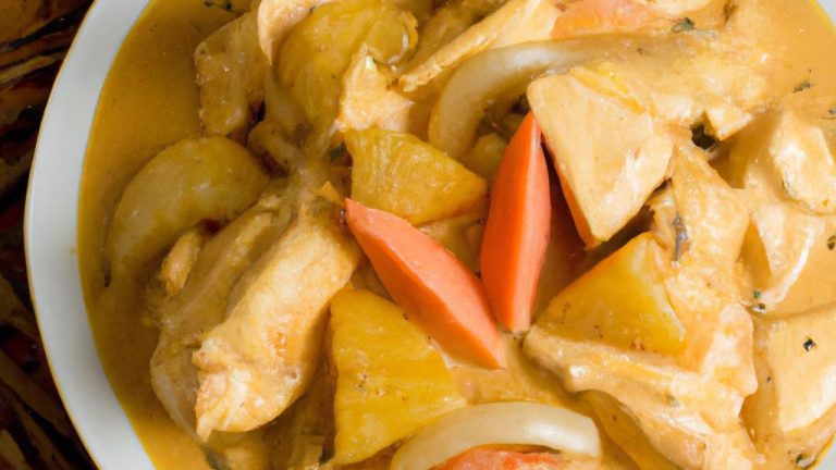 Receita de Frango com abacaxi e cebolas ao rum