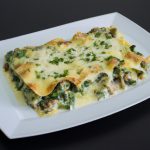 Lasanha com Espinafre, Ervilhas e Cogumelos