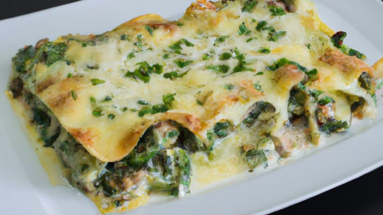 Receita de Lasanha com Espinafre, Ervilhas e Cogumelos