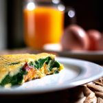 Omelete de legumes com cottage e chá verde