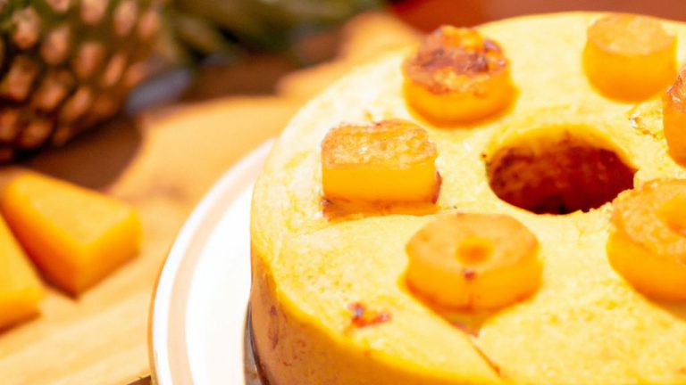 Receita de Pudim de mandioca e abacaxi na assadeira