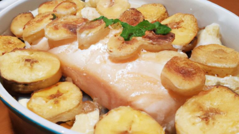 Receita de Salmão com bananas gratinadas