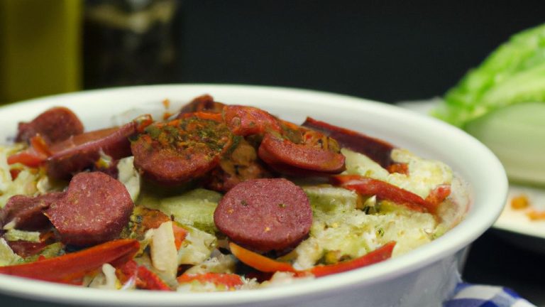 Receita de Salsichão com Repolho e Cenoura