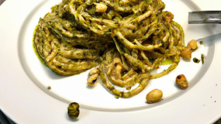 Receita de Spaghetti al pesto com pinhões brasileiros