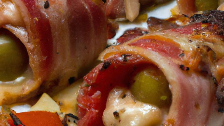 Rocambole de carne moída com bacon