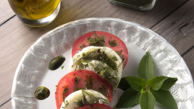 Salada caprese com molho pesto