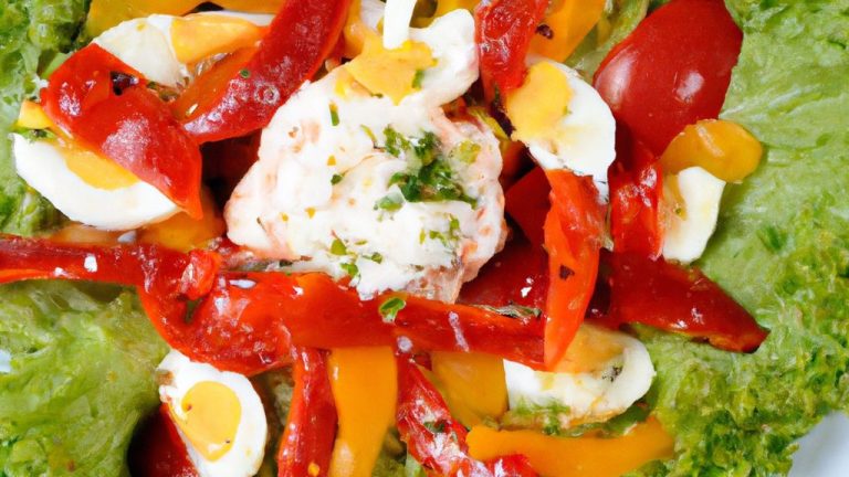 Salada com pimentão e frango