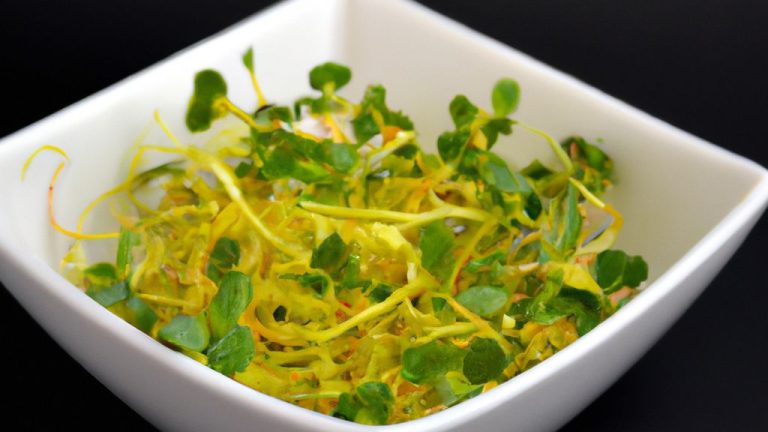 Salada de brotos de alfafa com vinagrete de laranja
