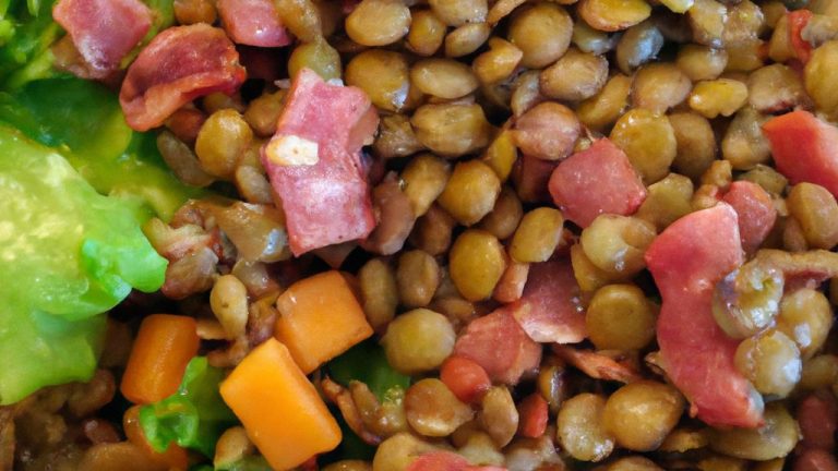 Salada de lentilha com bacon