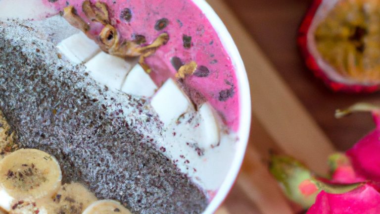 Smoothie bowl de pitaya com sementes de chia