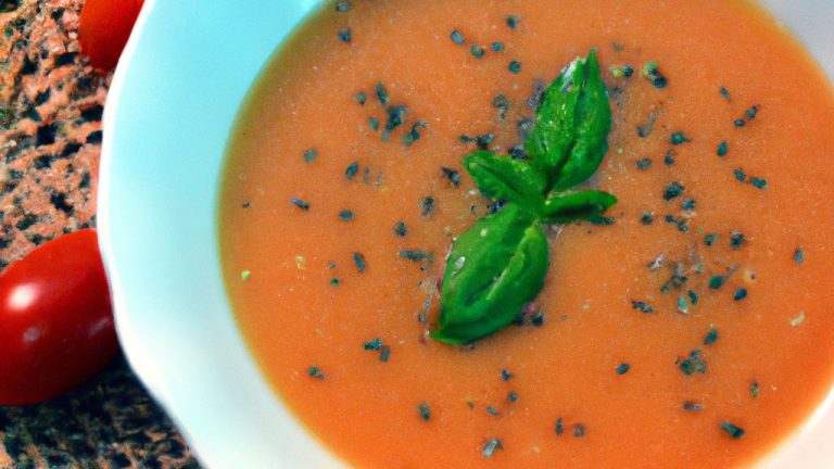 Sopa de tomate assado com manjericão
