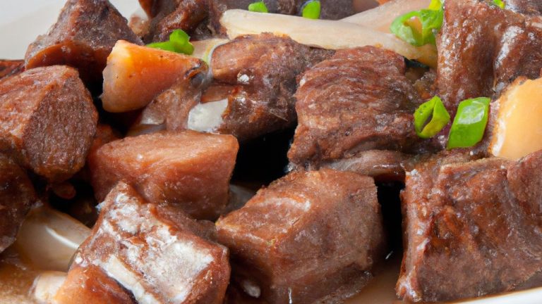 Vitela estufada com legumes e shoyu