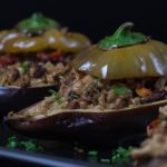 Berinjela Recheada com Frango no Forno